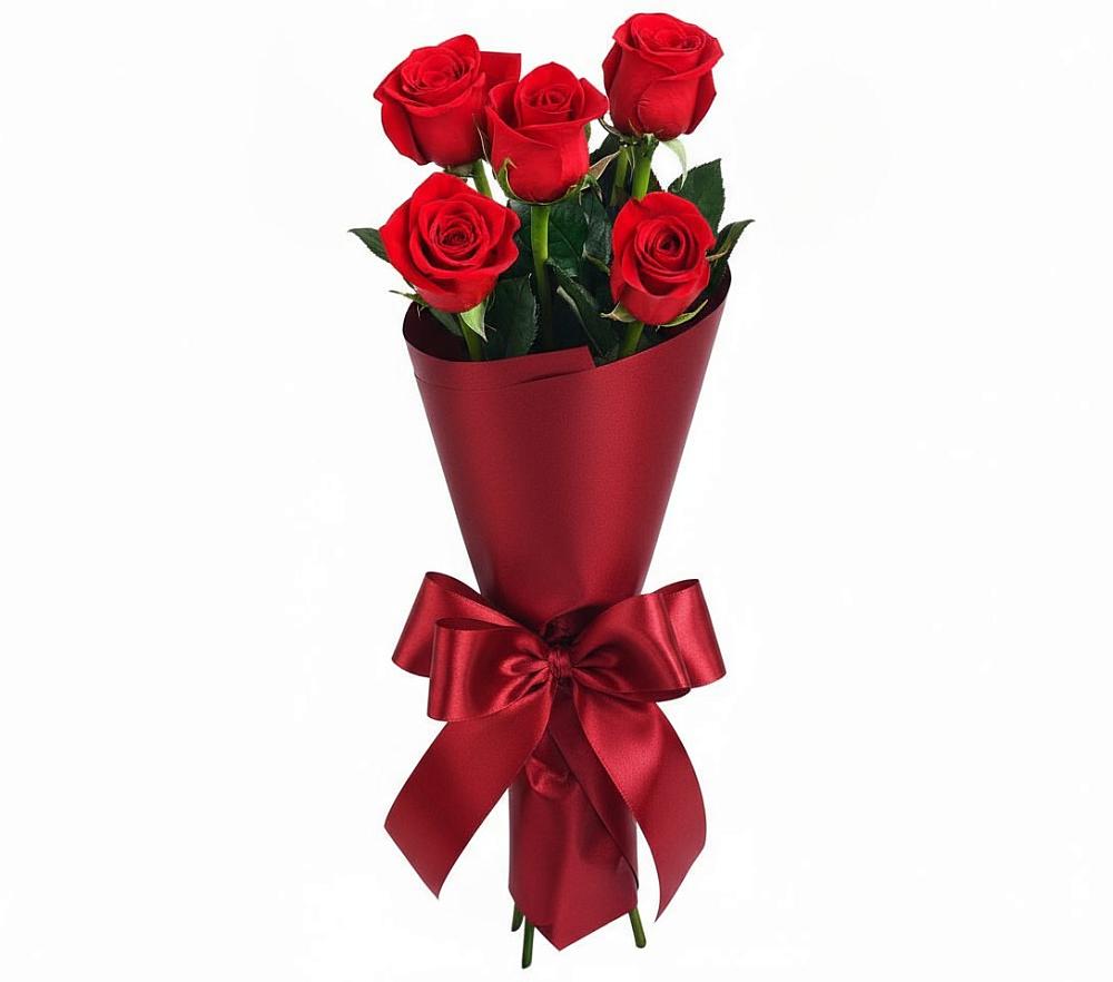 Букет 5 Красных роз Эдлесс Лав в Опочке