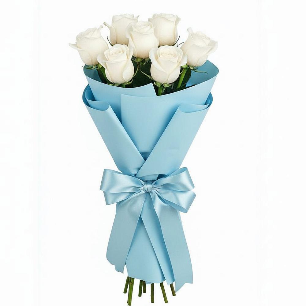 Букет 7 белых роз Проуд в Опочке