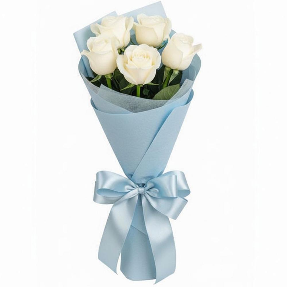 Букет 5 Белых роз Проуд в Опочке