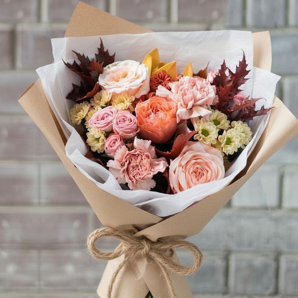 Букет цветов из: Гвоздики, Хризантемы и Розы в Опочке