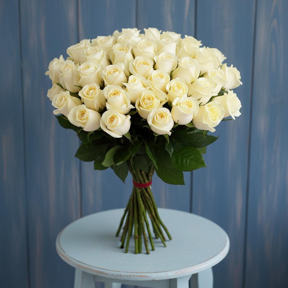 Букет 51 Белая роза Эдлесс Лав в Опочке