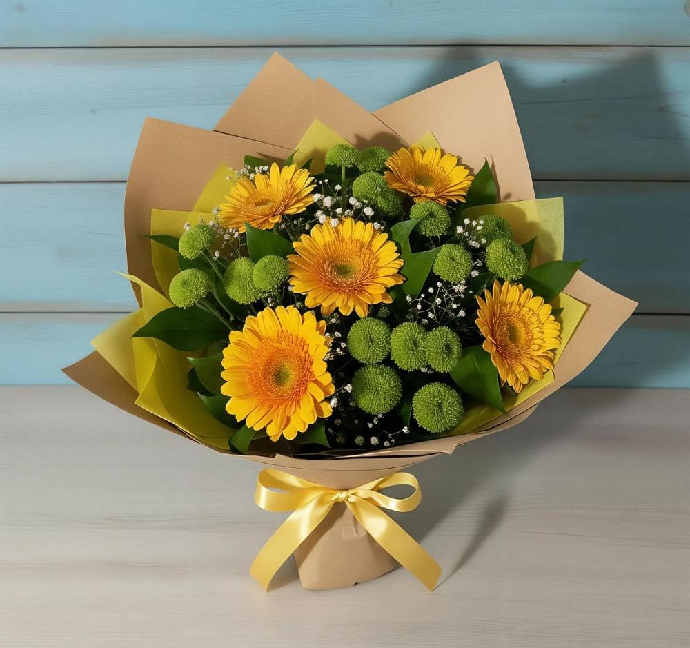 Букет цветов из: Герберы и Хризантемы в Опочке