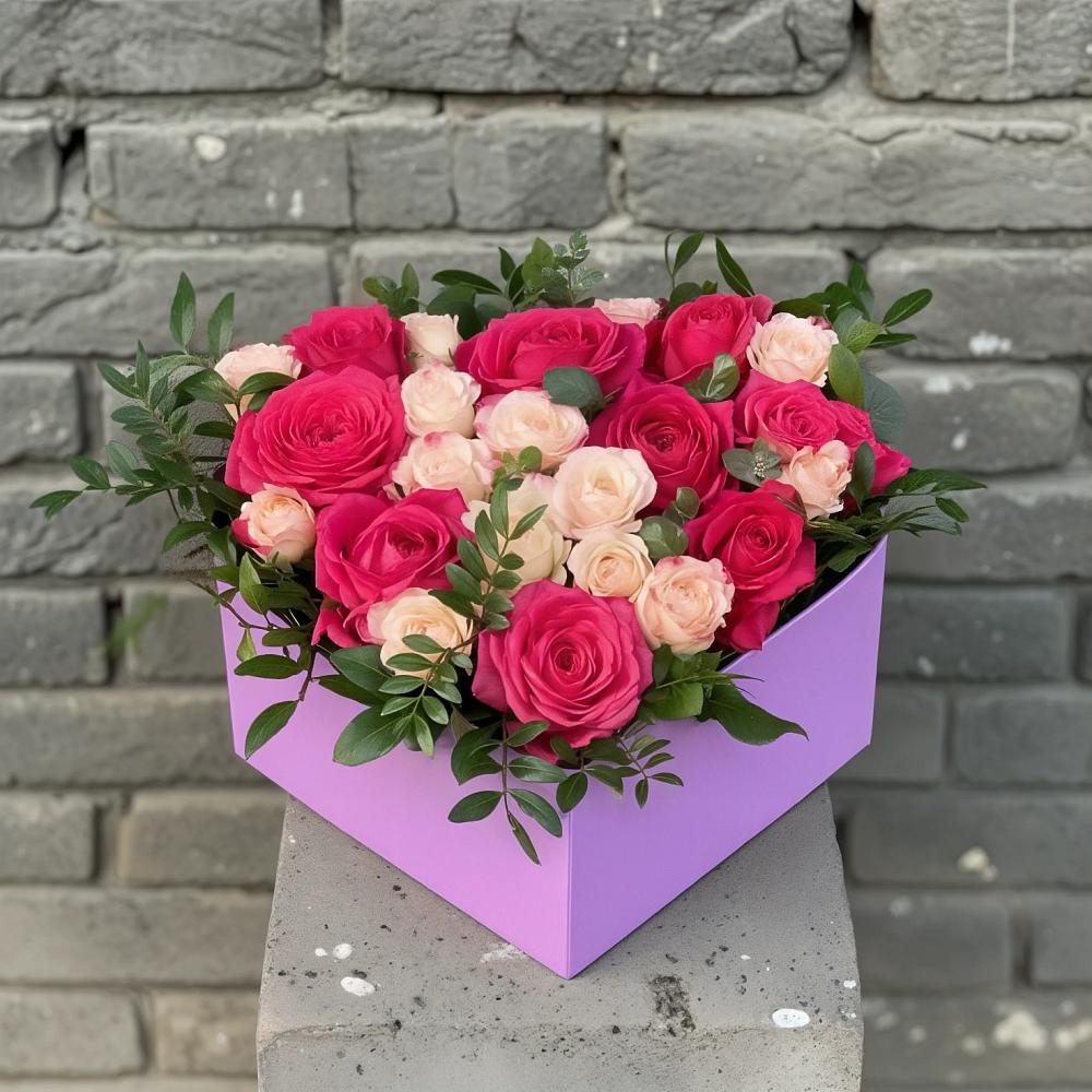 Цветочная композиция из Розы в коробке в Опочке