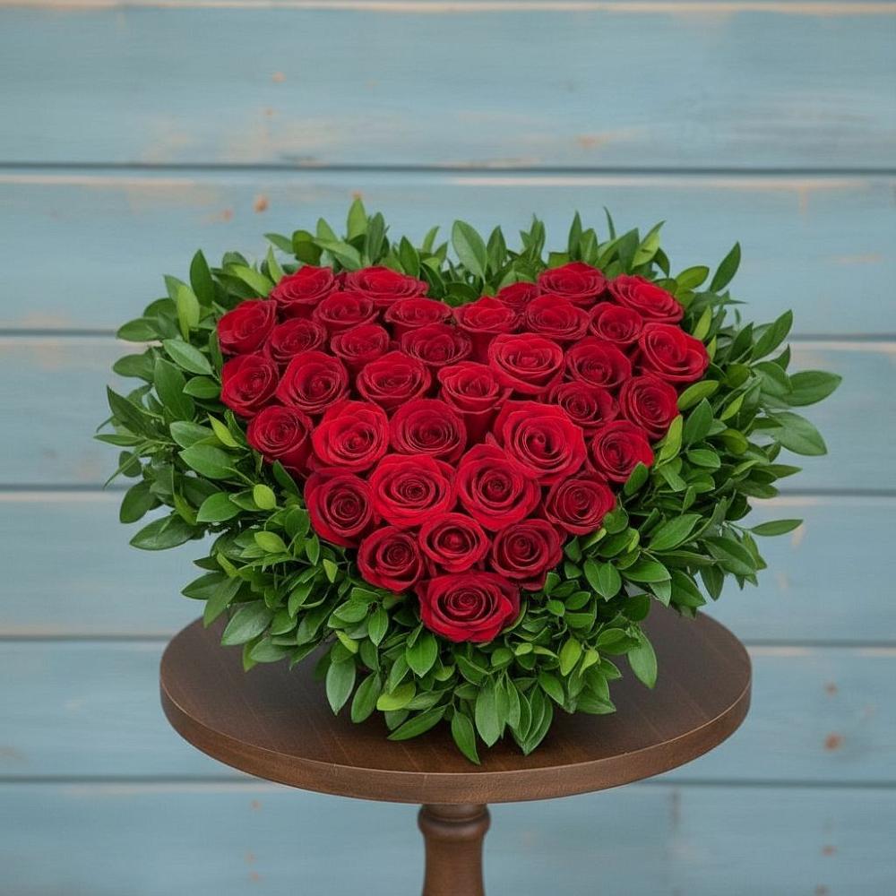 Цветочная композиция из Розы в виде сердца в Опочке