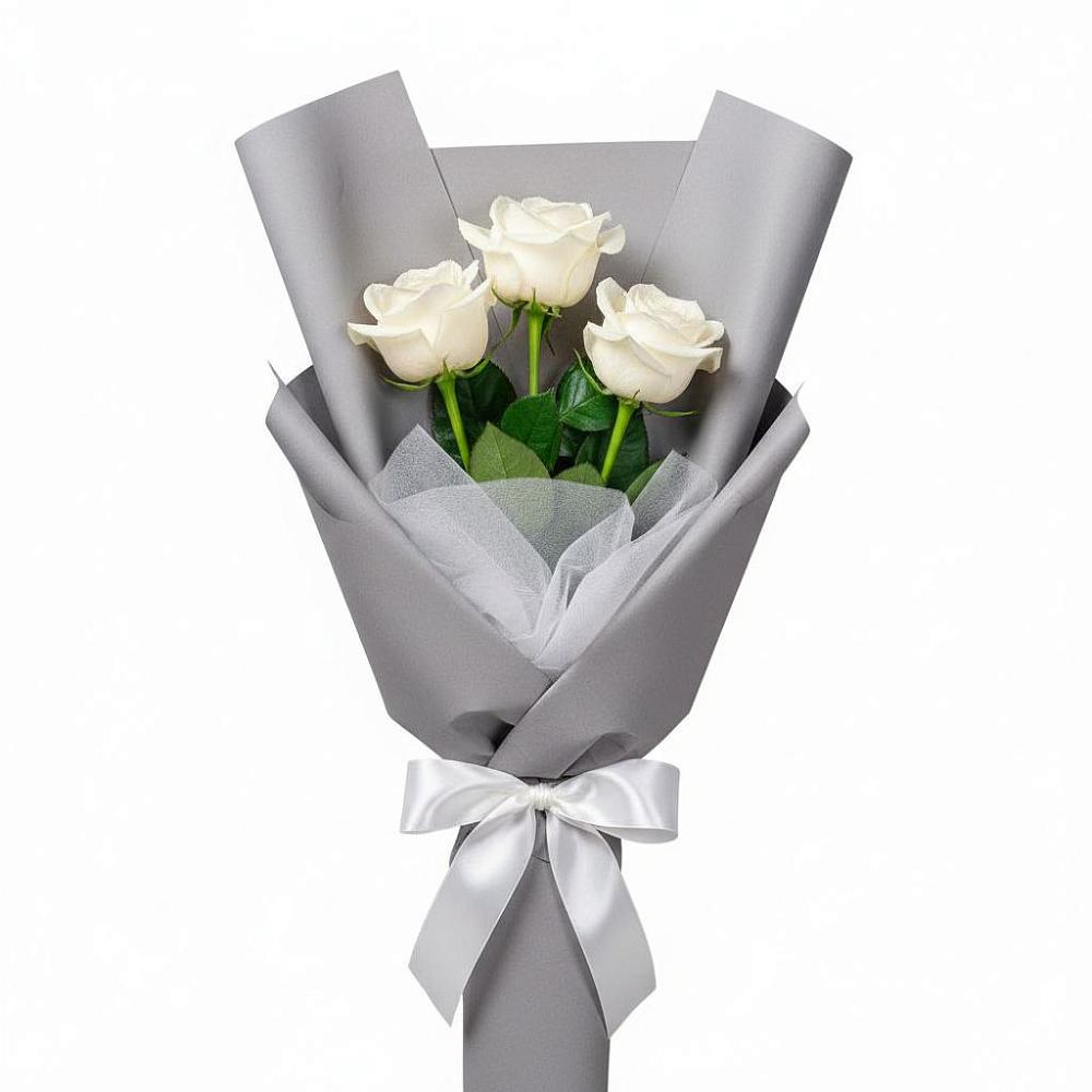 Букет 3 белые розы в Опочке