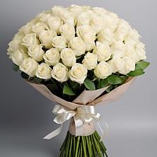 Букет 101 беля роза Белоснежка в Опочке