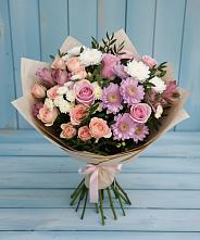 Букет цветов из:  Хризантемы, Розы и Альстромерии в Опочке
